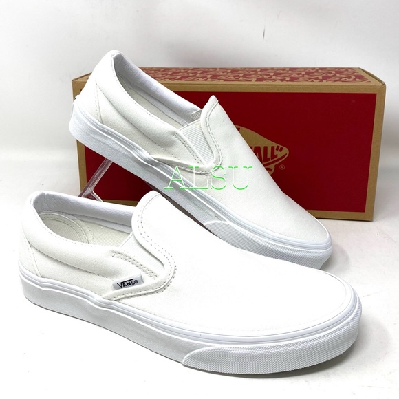 Vans Other - VANS Classic Slip On Canvas True White Casual Shoes Men’s Size VN000EYEW00